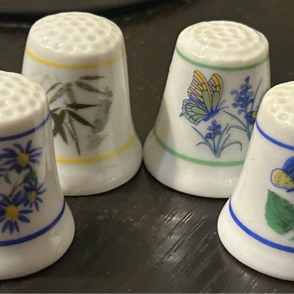 Set of 6 Vintage Decorative Ceramic Thimbles